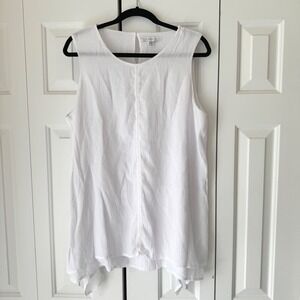 Fever White Linen Blend Sleeveless Sharkbite Hem Tunic Top XL